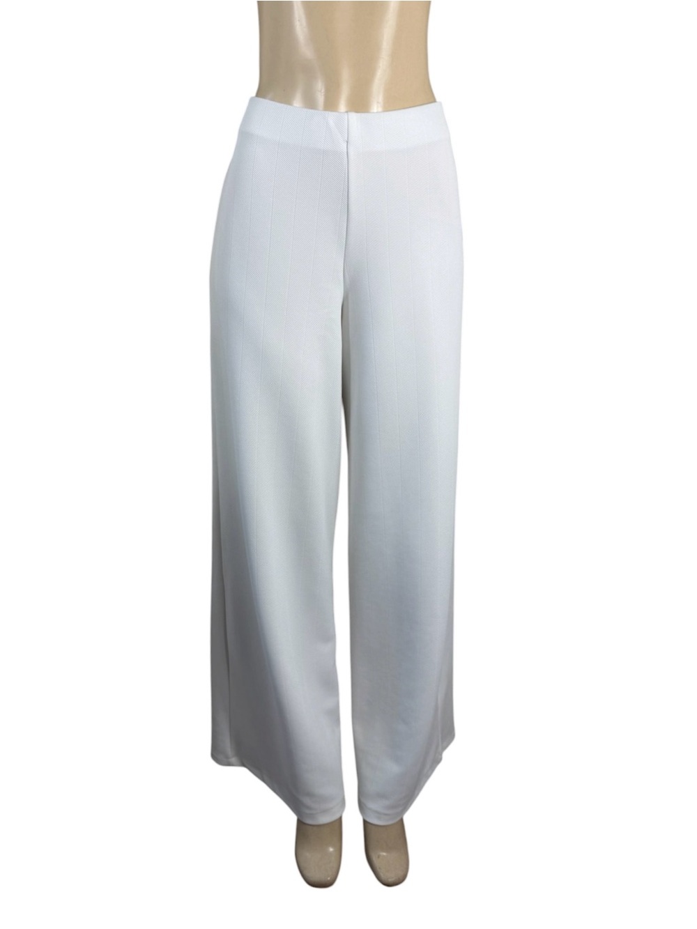 ZARA Women's Wide-Leg White Ponte Knit Pants Size L - Picture 3 of 6
